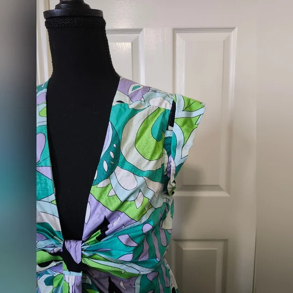 Steve Madden Teal Green Cutout Multicolor Maxi Dress M - Picture 10 of 12